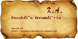 Kecskés Annamária névjegykártya